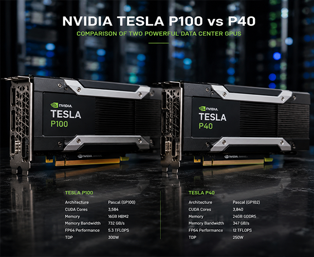تفاوت کارت گرافیک NVIDIA Tesla P100 و NVIDIA Tesla P40